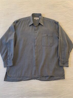 Vintage Heartland Company Textured 100% Silk Button Down Shirt, size Large